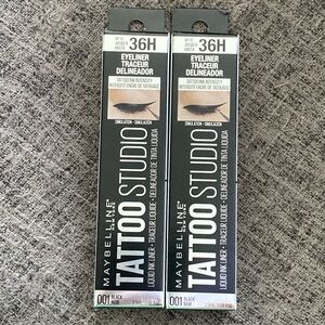 A11 2 pcs Maybelline Tattoo Studio Liquid Ink Eyeliner Black Noir 001 NIB